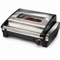 Indoor Electric Grill with Viewing Window and Adjustable Temperature, Stainless Steel