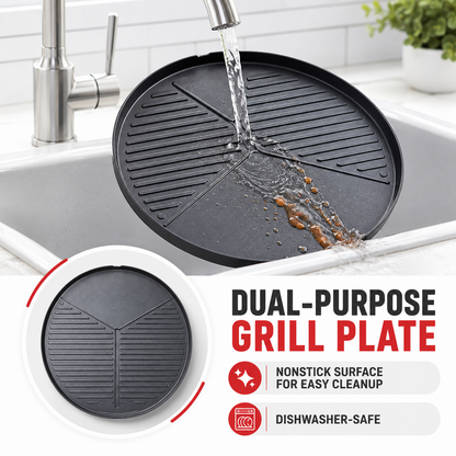 Electric Grill with Removable Stand, 5 Heat Settings and 360° Tray, Red