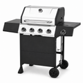 4-Burner Propane Gas Grill with Side Burner, 619 sq. in., Black/Silver